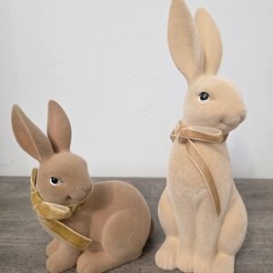 2 New Velvet Easter Bunny with bow FigurinesEaster decor 2026